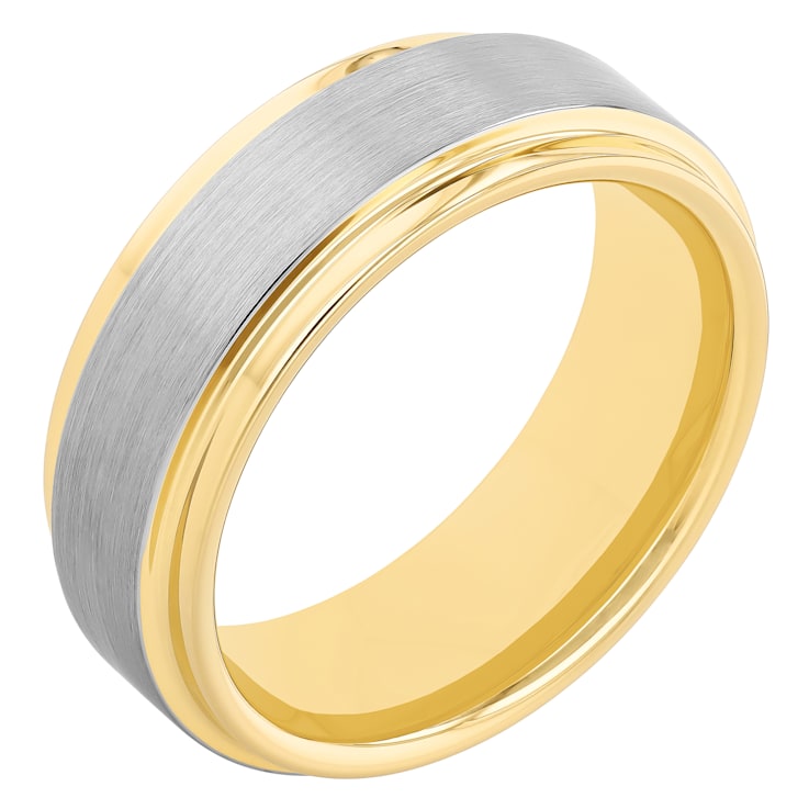 Two-Tone Tungsten 8MM Step Edge Band