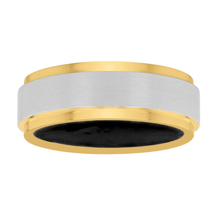 Tungsten Comfort™ 8MM Tungsten Yellow Ion Plated Black Silicone Inside Band