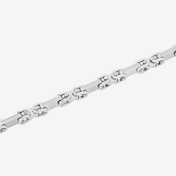 1/4CTW Diamond Stainless Steel Link Bracelet
