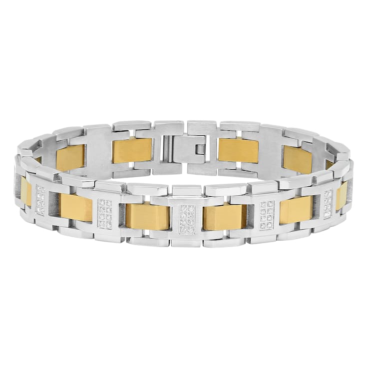 3/4CTW Diamond Two-Tone Stainless Steel Link Bracelet