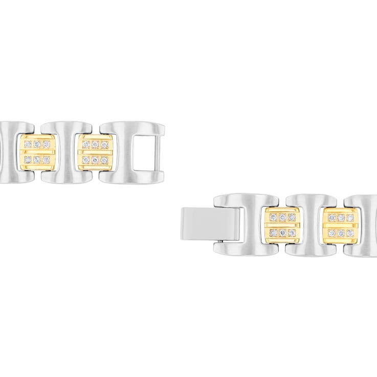 1CTW Diamond Two-Tone Stainless Steel Link Bracelet