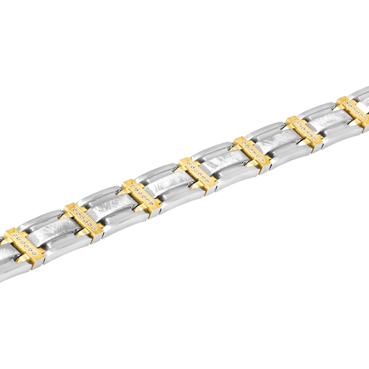 1/4CTW Diamond Two tone Stainless Steel Link Bracelet