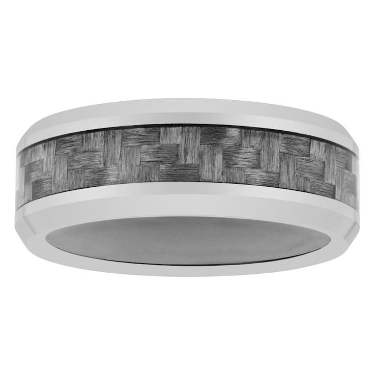 Tungsten Comfort™ 8MM Tungsten and Gray Silicone Gray Carbon Fiber Band