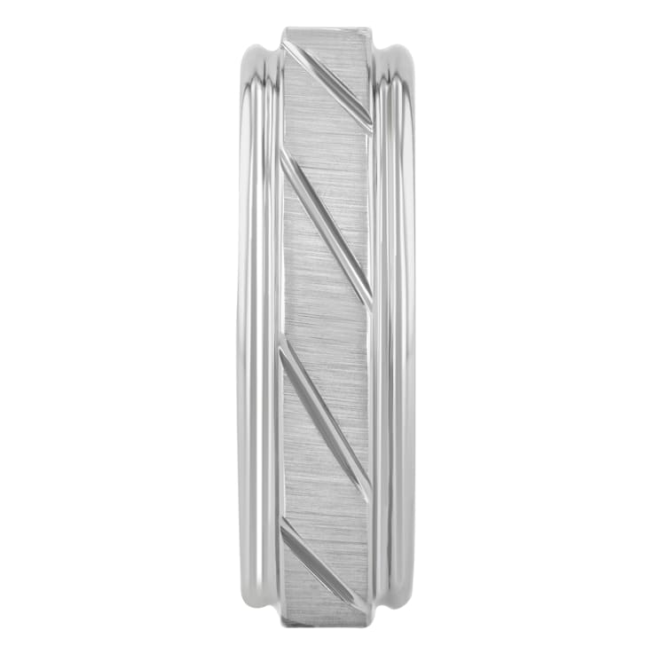 Tungsten Comfort™ White Tungsten 7MM Slant Groove Band