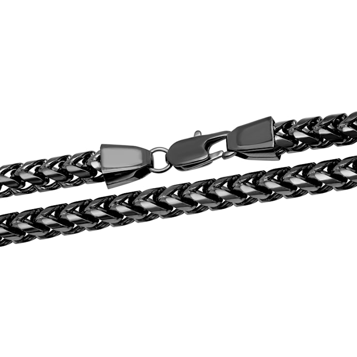 Black Stainless Steel 6MM Franco Link Chain Necklace