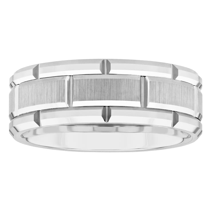 Tungsten Comfort™ Tungsten White Brick Pattern Band