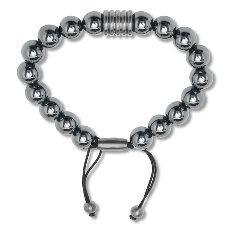 Hematite Bead & Stainless Steel Bolo Bracelet