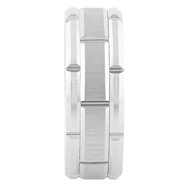 Tungsten Comfort™ Tungsten White Brick Pattern Band