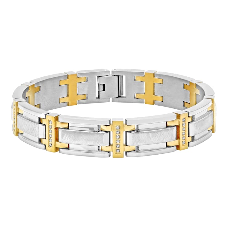 1/4CTW Diamond Two tone Stainless Steel Link Bracelet