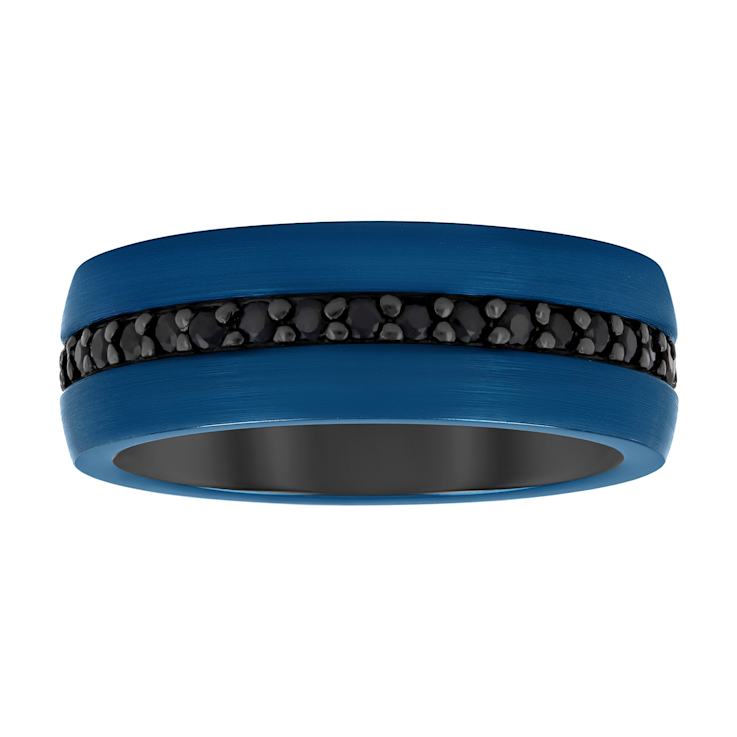 Tungsten Comfort™ Black Sapphire Tungsten 8MM Blue Ion Plated Band