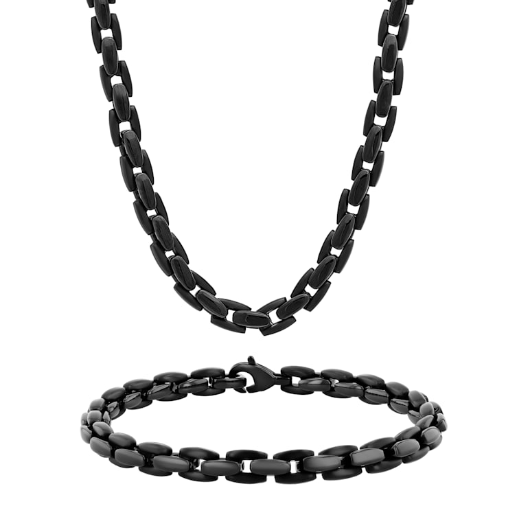 Black ion plated stainless steel necklace top