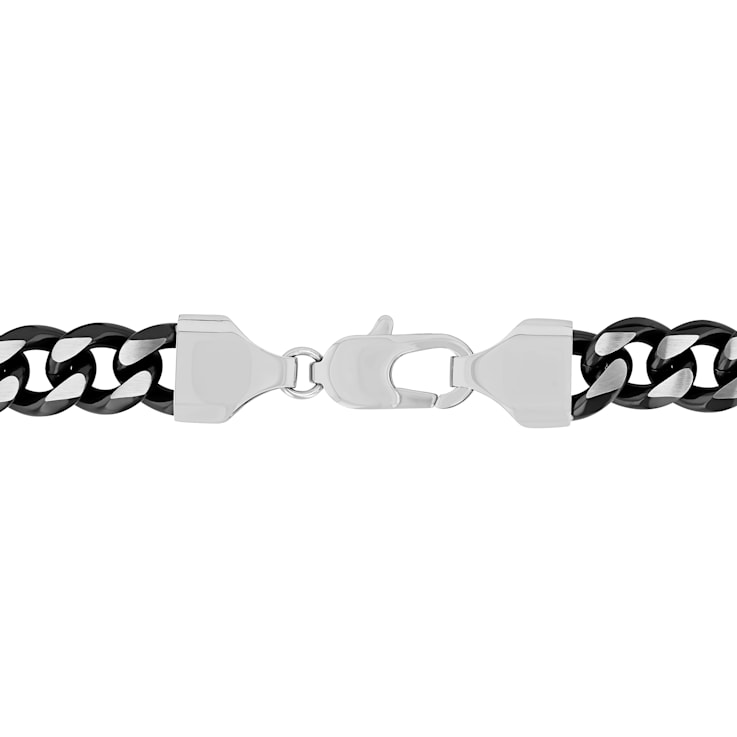 Stainless Steel Two-Tone Beveled Curb Link Chain Necklace