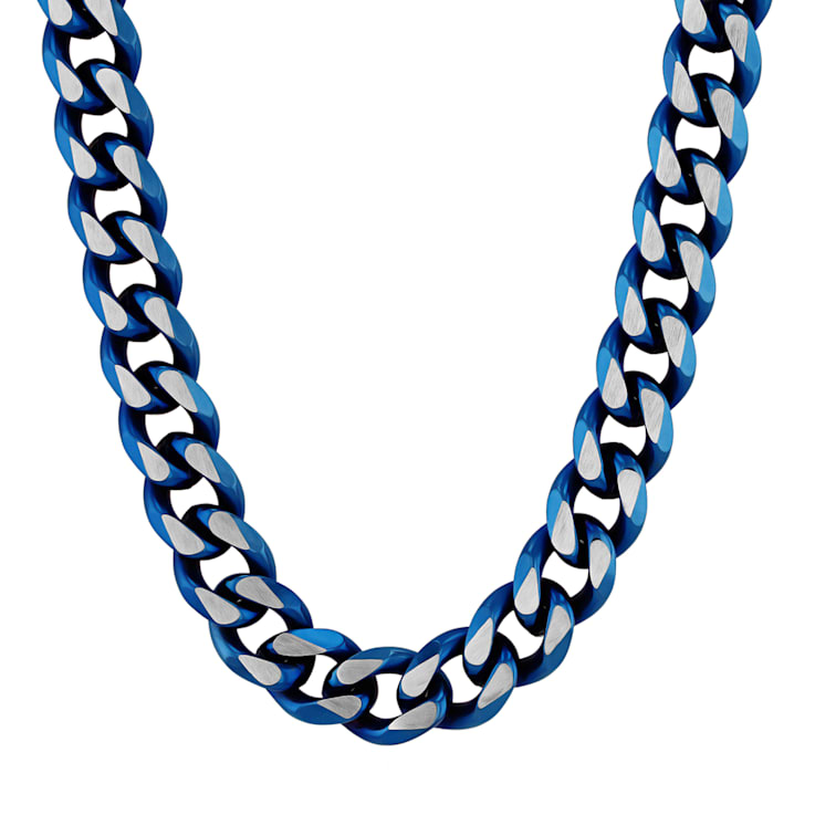  STAINLESS STEEL 24 INCH BLUE IP CURB LINK CHAIN  