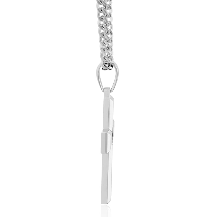 0.05CTW Blue Diamond Stainless Steel Cross
