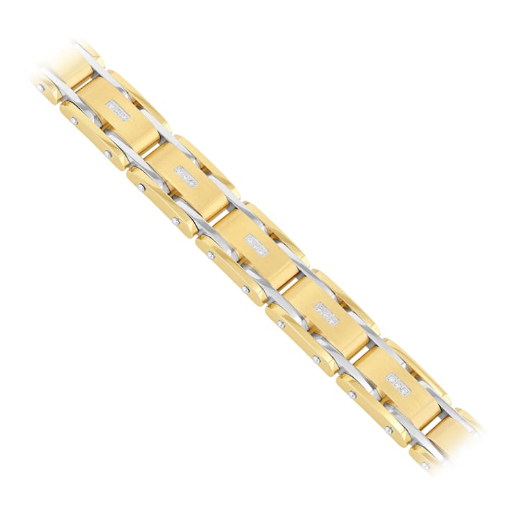 1/10CTW Diamond & Yellow IP Stainless Steel Bracelet