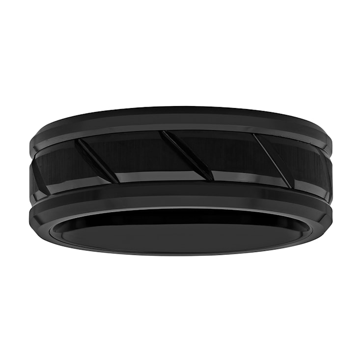 Tungsten 8MM Grooved Comfort-Fit Band in Black