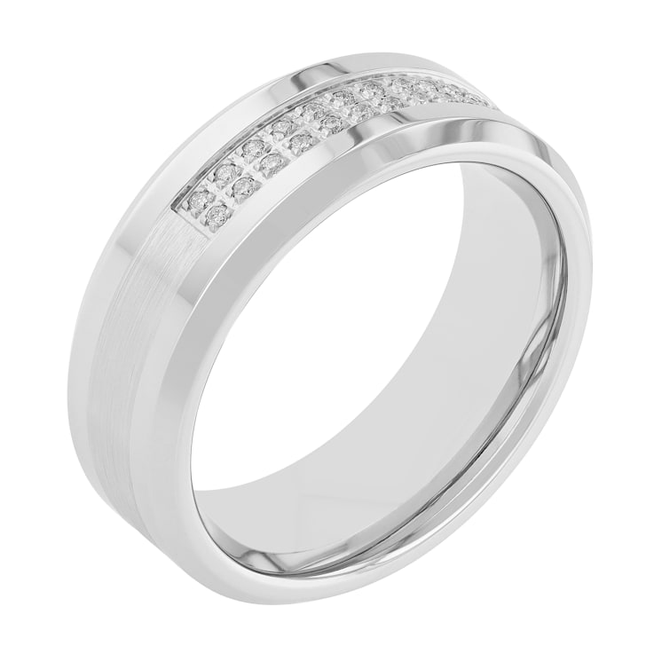 1/8CTW Diamond Cobalt and Stainless Steel 8MM Beveled Edge Band