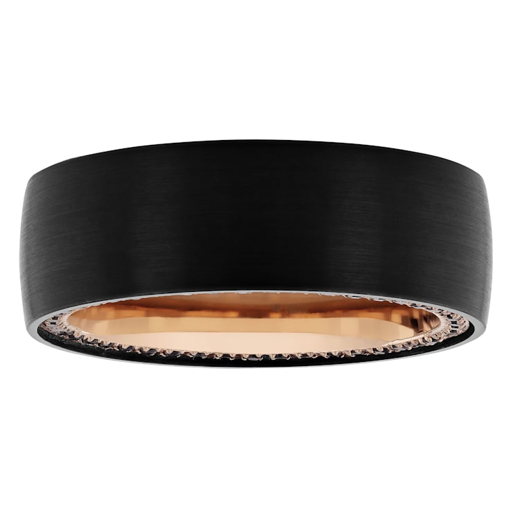 Black and Rose IP Tungsten & Black Sapphire Band