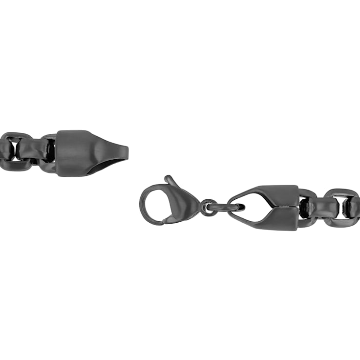 Stainless Steel with Gunmetal Gray Finish Square Link Chain Bracelet