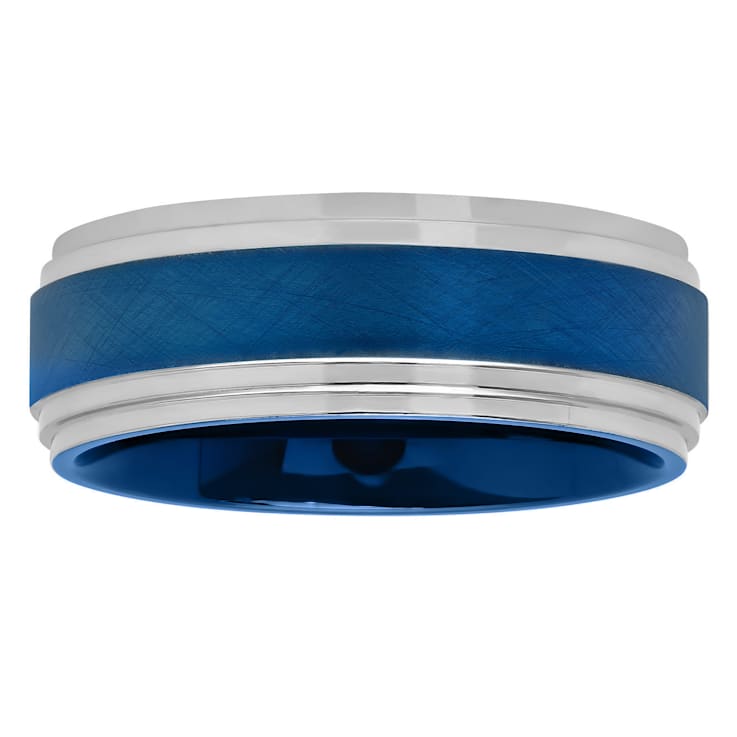 Tungsten Comfort™ Tungsten 8MM Blue Ion Plated with Frozen Center Band