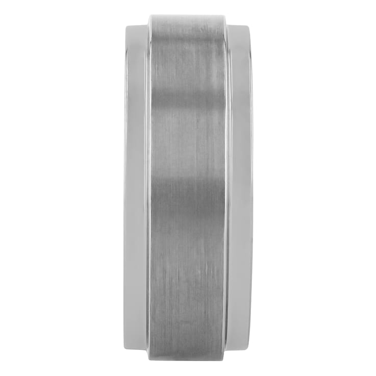 Tungsten Comfort™ Tungsten 8MM Satin Center Step Edge Band in Gray