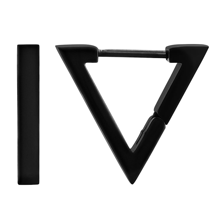 Black Stainless Steel Triangle Huggie Hoop Earrings