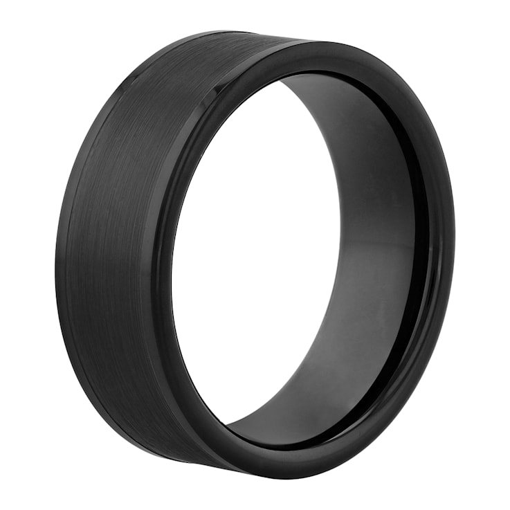 Tungsten 8mm Black Ion Plated Brushed Center Band