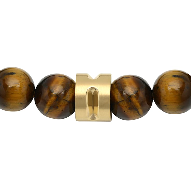 Tiger Eye Bead & Stainless Steel Bolo Bracelet