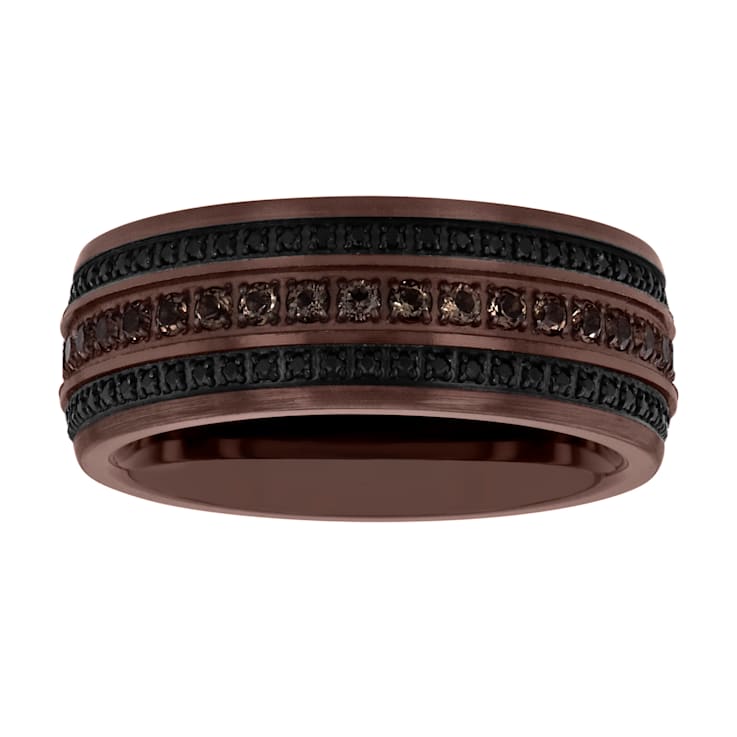 Tungsten Comfort™ Black Sapphire and Smoky Quartz Tungsten 9MM Brown Ion
Plated Band