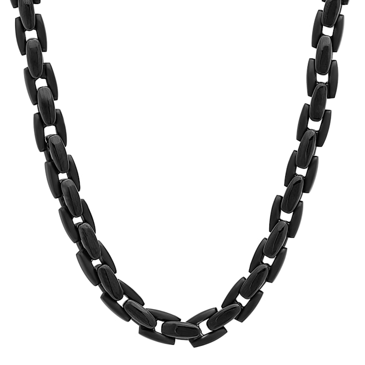 Stainless Steel Black Ion Plated Chain Necklace and Bracelet Set