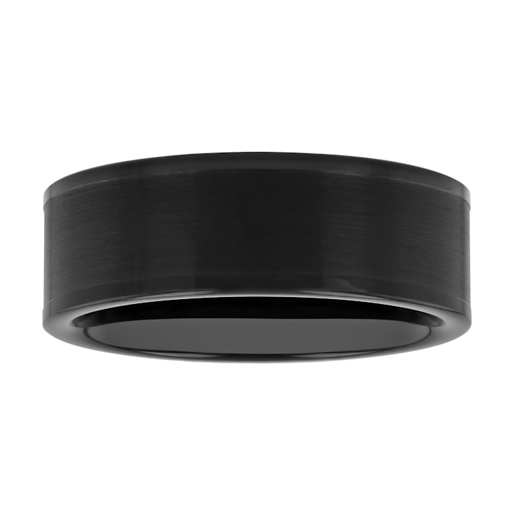 Tungsten 8mm Black Ion Plated Brushed Center Band