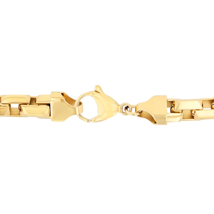 Stainless Steel Yellow Plated 9MM Square Link Chain Necklace