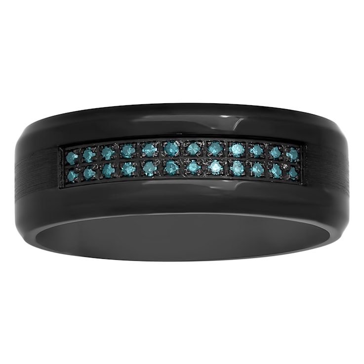 0.15CTW Blue Diamond Black IP Stainless Steel Band
