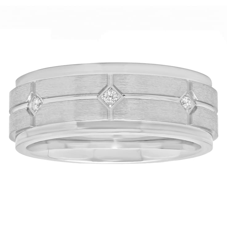 0.05CTW Diamond Stainless Steel Band