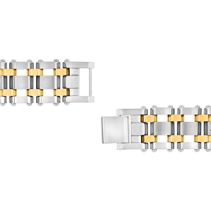 1/4CTW Diamond Two Tone Stainless Steel Link Bracelet