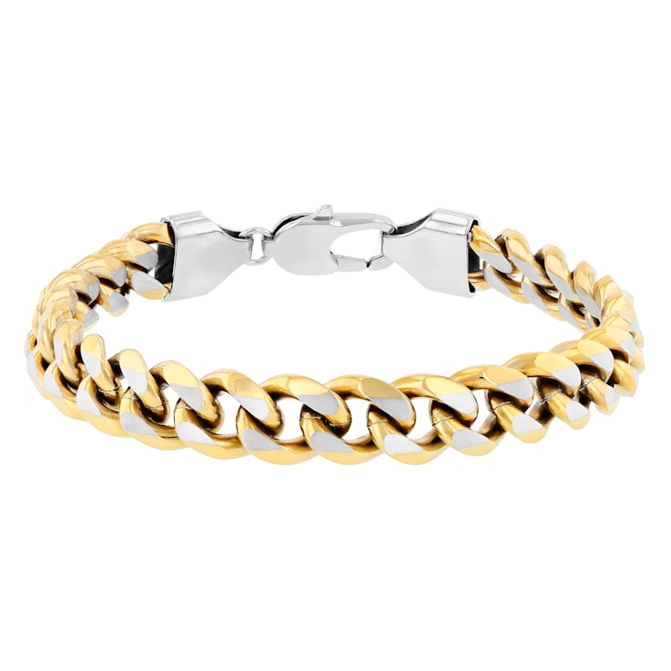 Two-Tone Stainless Steel Curb Link Bracelet
