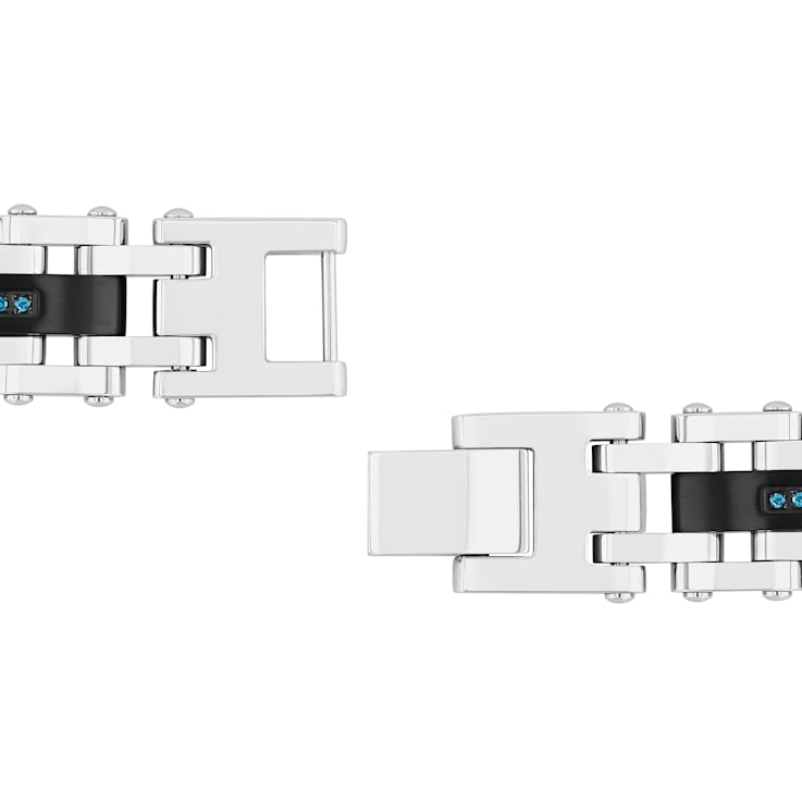 1/6CTW Blue Diamond & Stainless Steel with Black IP Bracelet