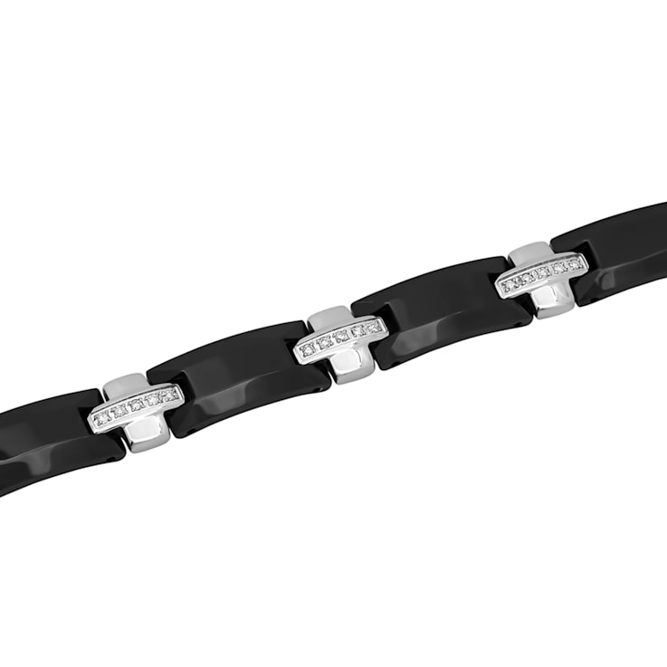 3/8CTW Diamond Two-Tone Stainless Steel and Tungsten Link Bracelet