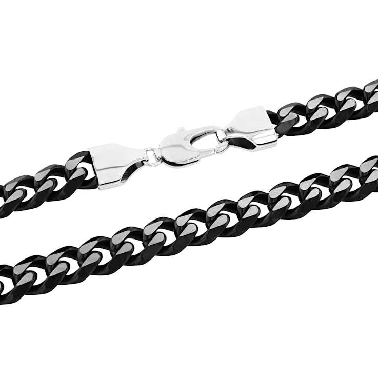 Stainless Steel Two-Tone Beveled Curb Link Chain Necklace