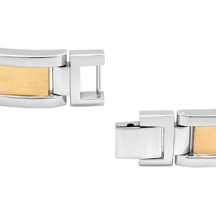 1/3CTW Diamond Two-Tone Stainless Steel Link Bracelet