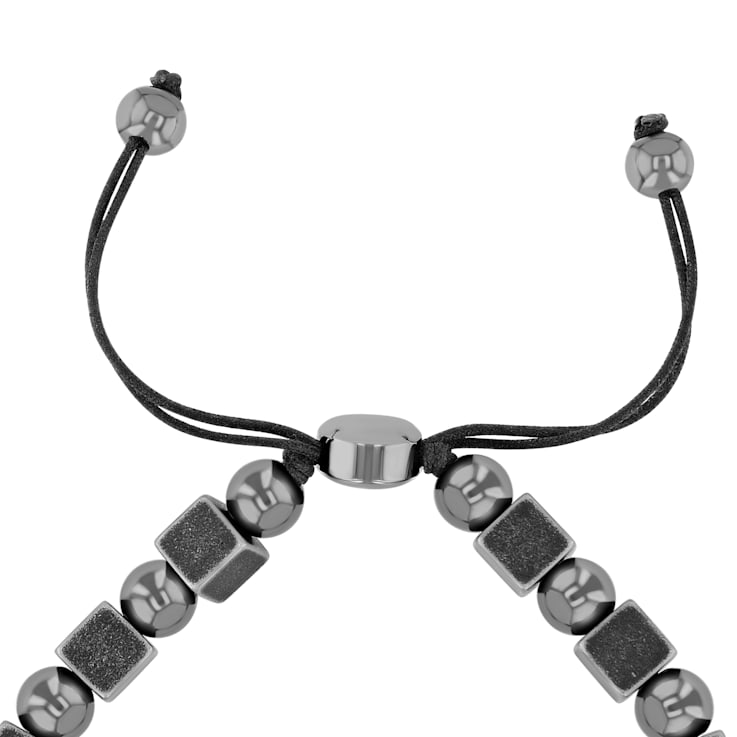 Stainless Steel Hematite Two-Tone Bead Bracelet