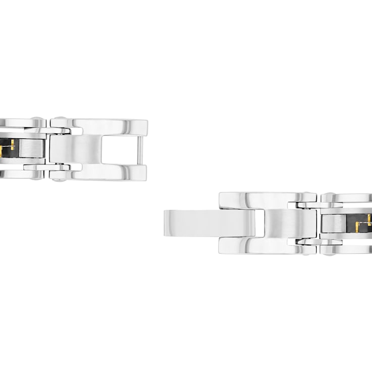 Stainless Steel with Yellow Ion Carbon Fiber & Cable Bracelet