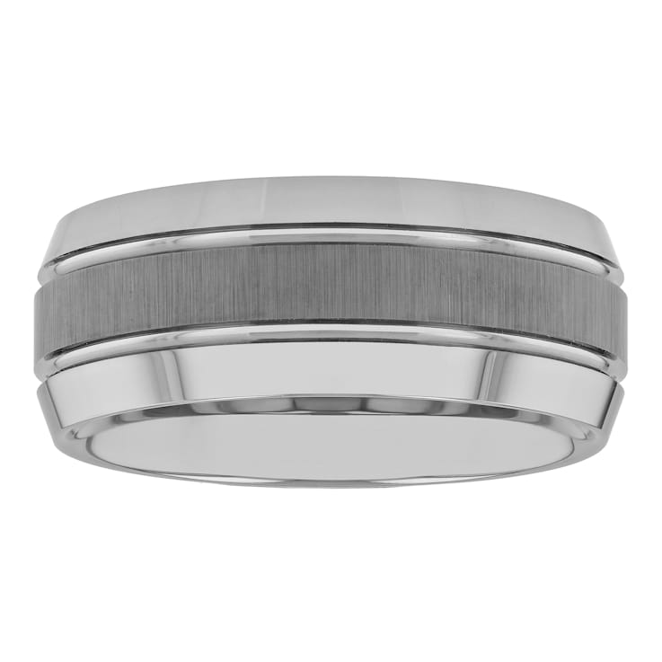 Tungsten 9MM Brushed Center Grooved Band