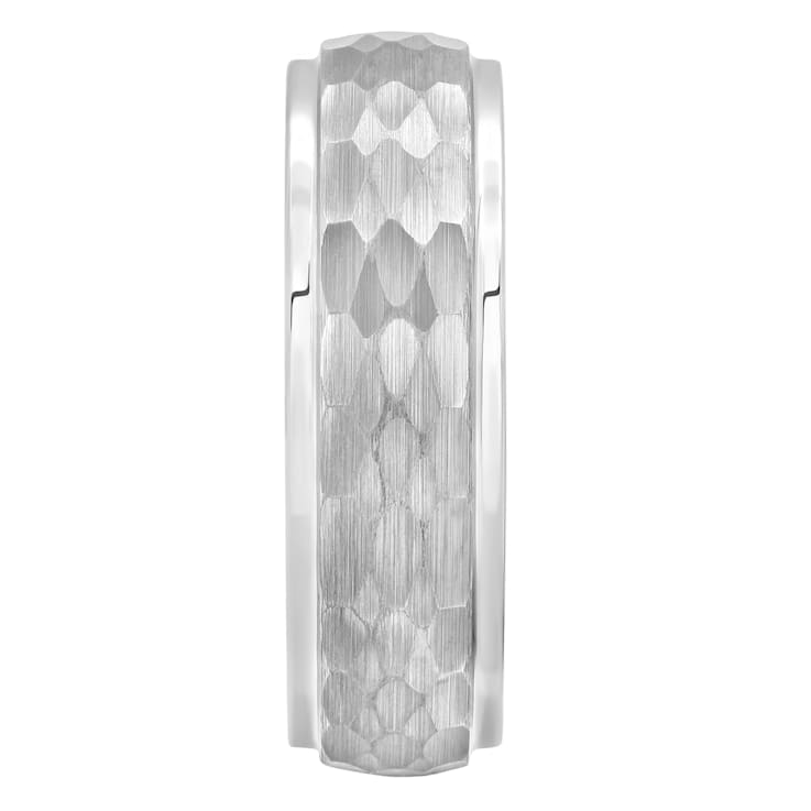 Tungsten Comfort™ 6MM Tungsten Hammered Step Edge Band