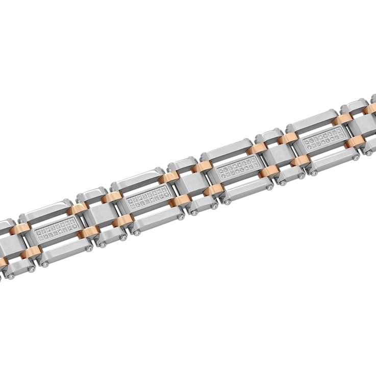 3/4CTW Diamond Two-Tone Stainless Steel Link Bracelet