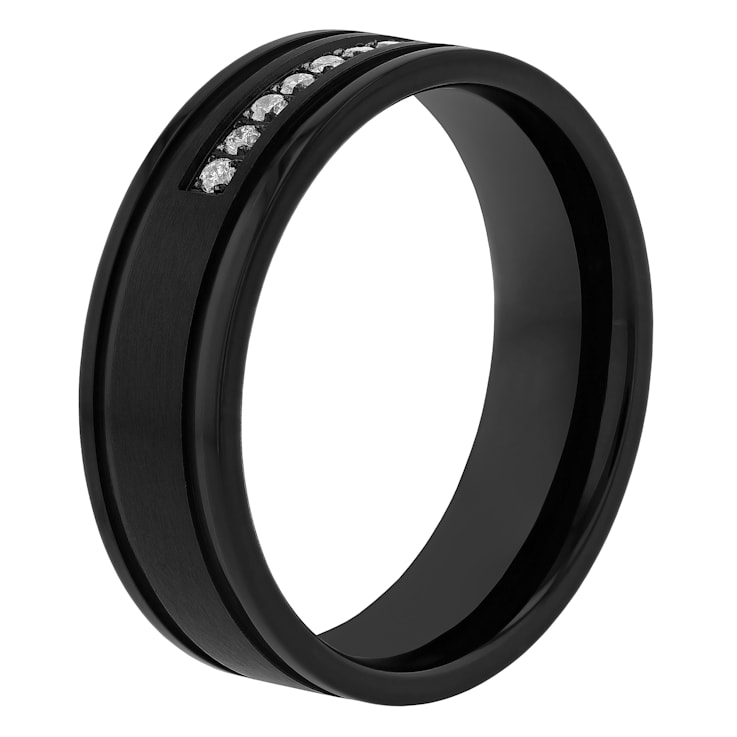 0.15CTW Diamond Black IP Stainless Steel Band