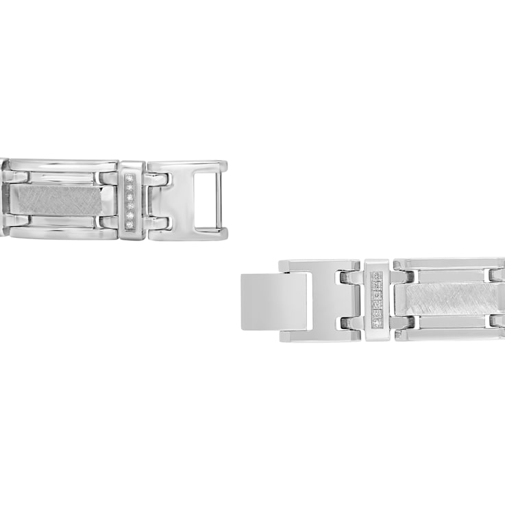 1/4CTW Diamond Stainless Steel Link Bracelet