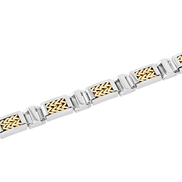 Stainless Steel Yellow Ion Plated Woven Link Bracelet