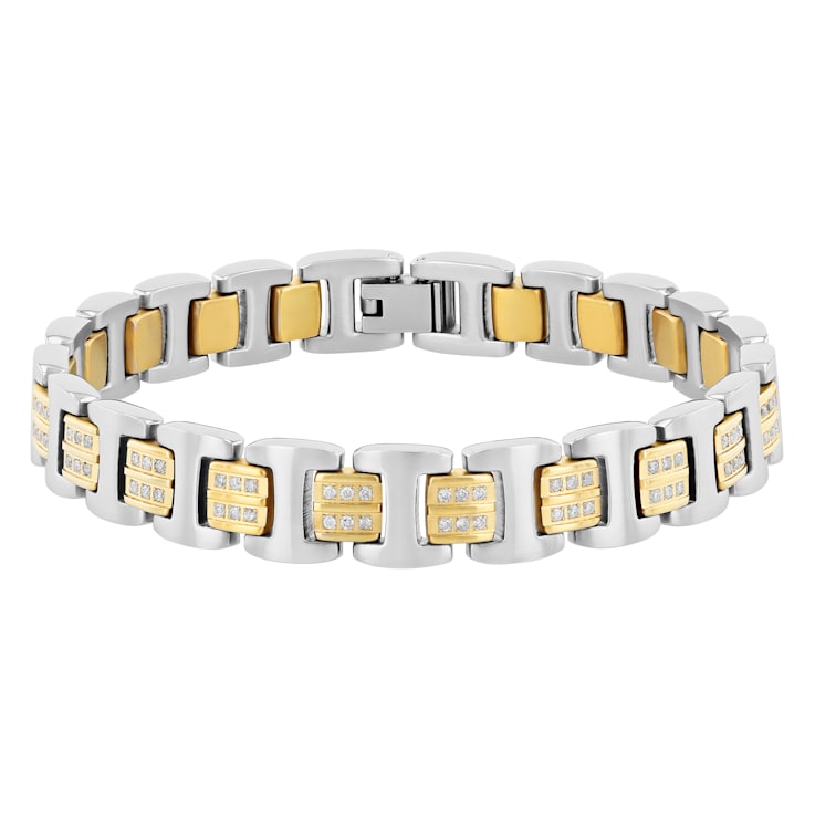 1CTW Diamond Two-Tone Stainless Steel Link Bracelet