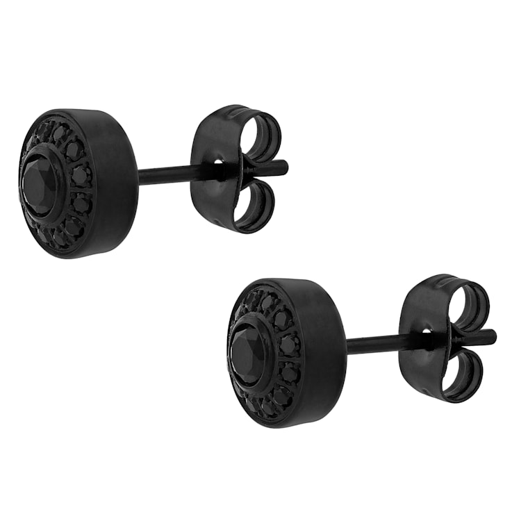 1/2CTW BLACK DIAMOND & BLACK IP STAINLESS STEEL EARRINGS